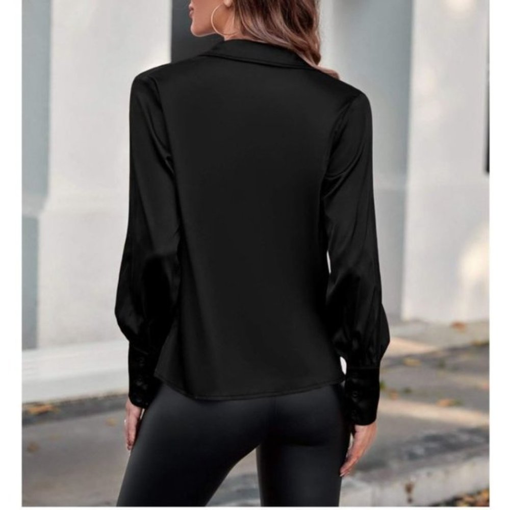 Drape Neck Blouse Black - Picture 2 of 6